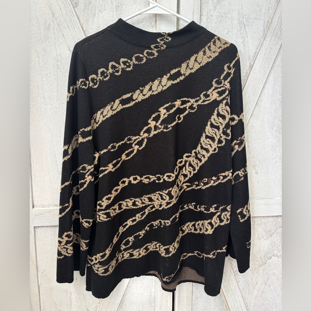 Chico's Pullover Mock Neck Status Chain Jacquard Sweater Women’s XL (3) Black